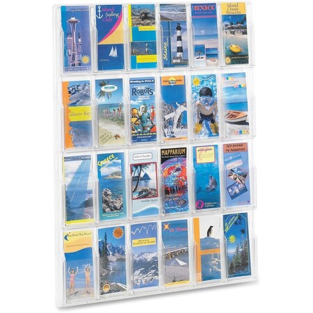 Safco Literature Rack, 24 Pockets, 30"x2"x41", Clear SAF5601CL